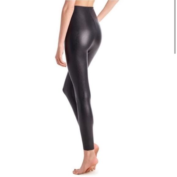 Commando black faux leather leggings high waist classic timeless date goth small - Picture 1 of 7